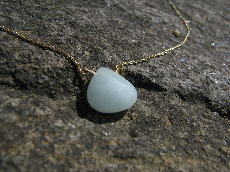 Healing Amazonite Necklace - Healing Smycken - Äkta Ädelstenshalsband - Blå Ädelsten, Teardrop - Skyddsstenar