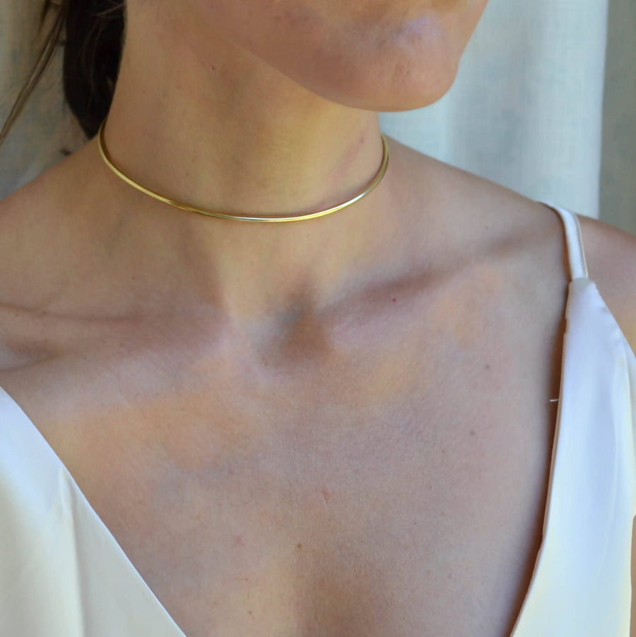 Eternity Collar, 14k Rose Gold Neck Choker, Rose Gold Filled Neck Collar, Pink Gold Metal Choker, Day Collar Discreet