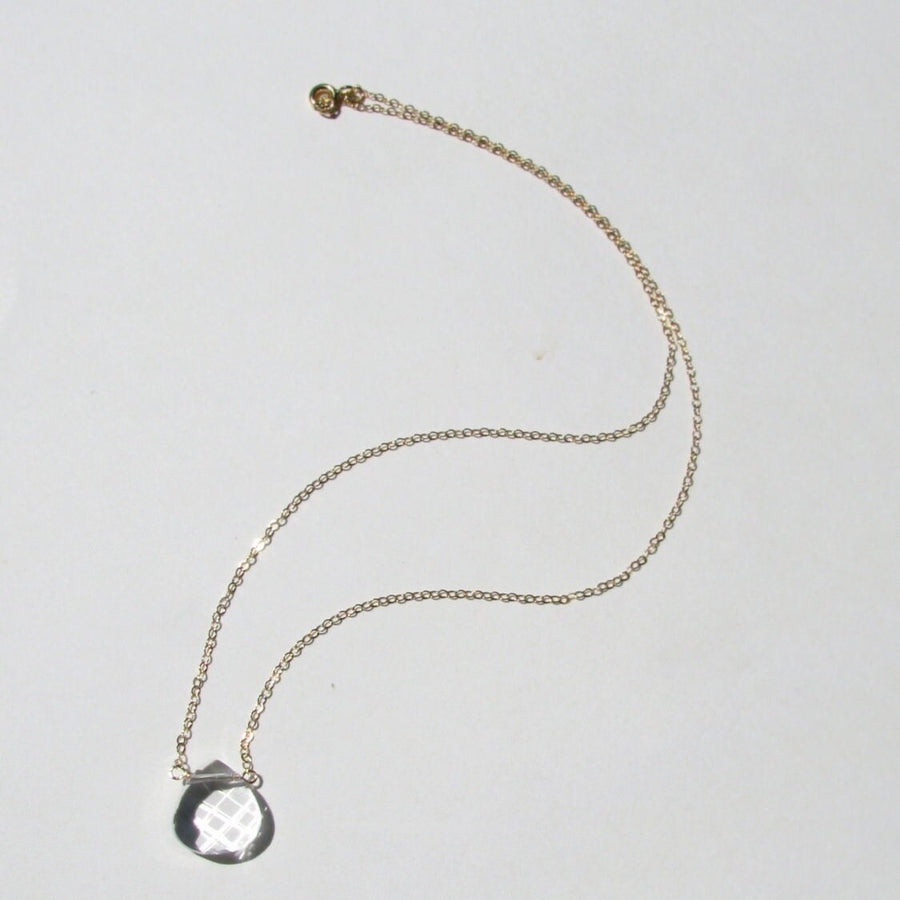 Enkelt Swarovski-kristallhalsband på guldfyllt och sterlingsilver, facetterat halsband med droppar i kristall, bröllopsbrudtärnapresent till henne
