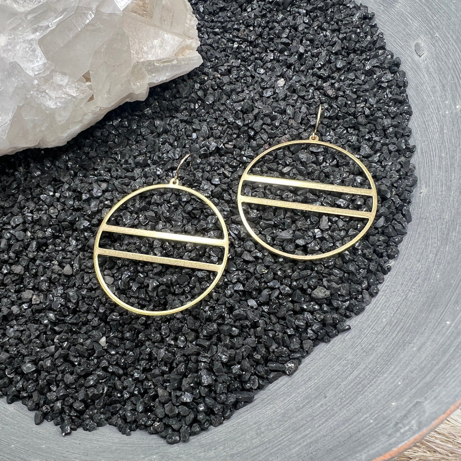 Big Solid Brass Circle Earrings with Gold Filled, Bohemian Art Deco Earrings, Gold Brass Chandelier Statement Earrings, Vintage Style