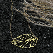 Sideways Gold Filled Leaf Pendant Necklace