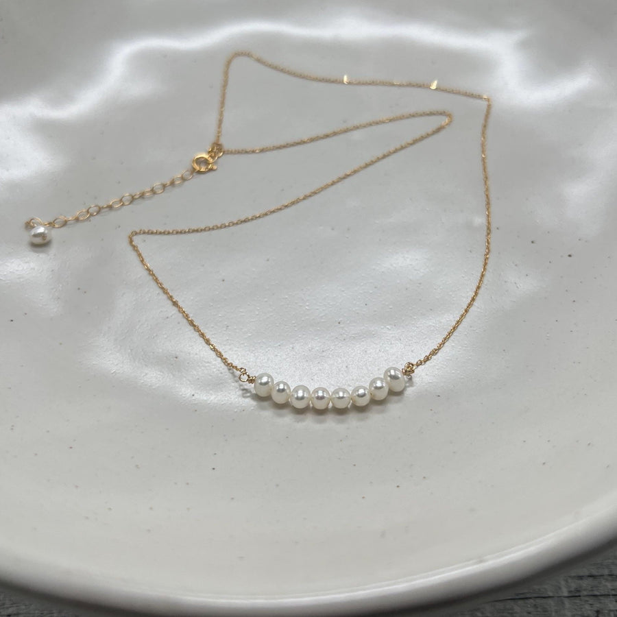 Elegant Real Pearl Bar Necklace in Gold Filled or Sterling Silver, GF Freshwater Pearl Necklace, Bridesmaids Gift, Graduation Gift