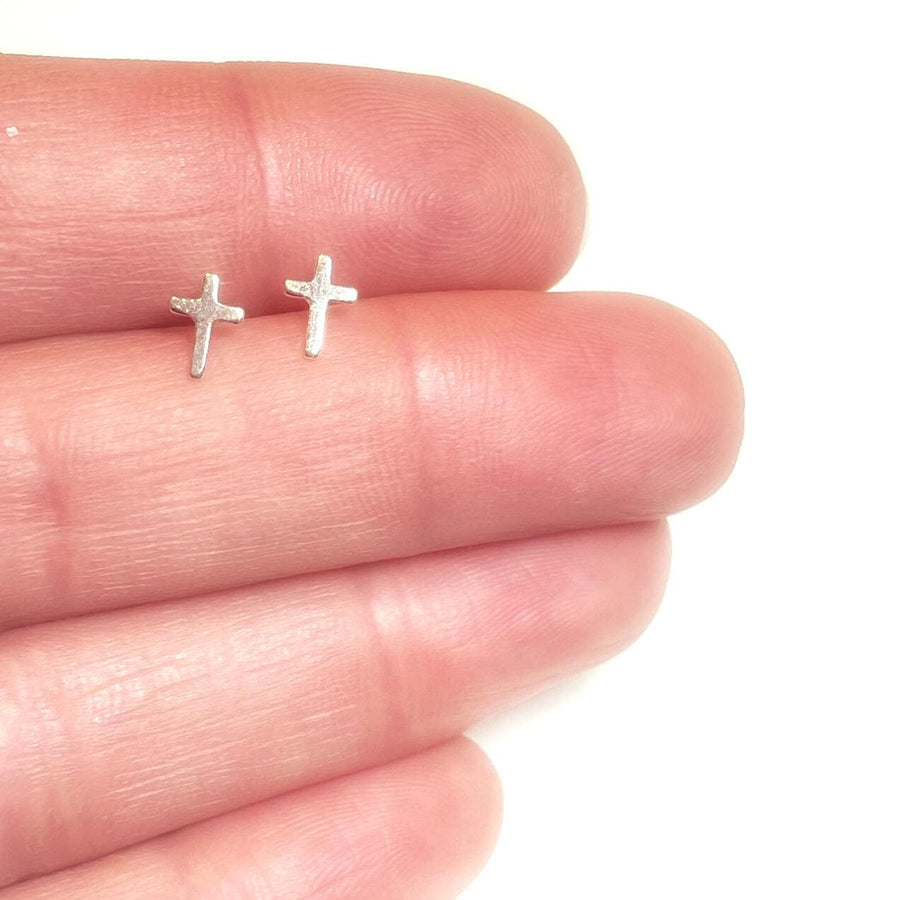 Sterling Silver, Little Cross Stud Earrings