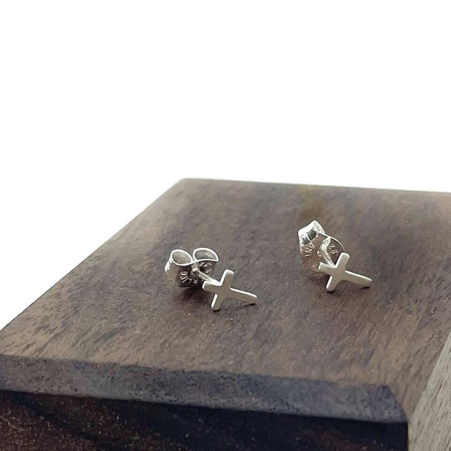 Sterling Silver, Little Cross Stud Earrings