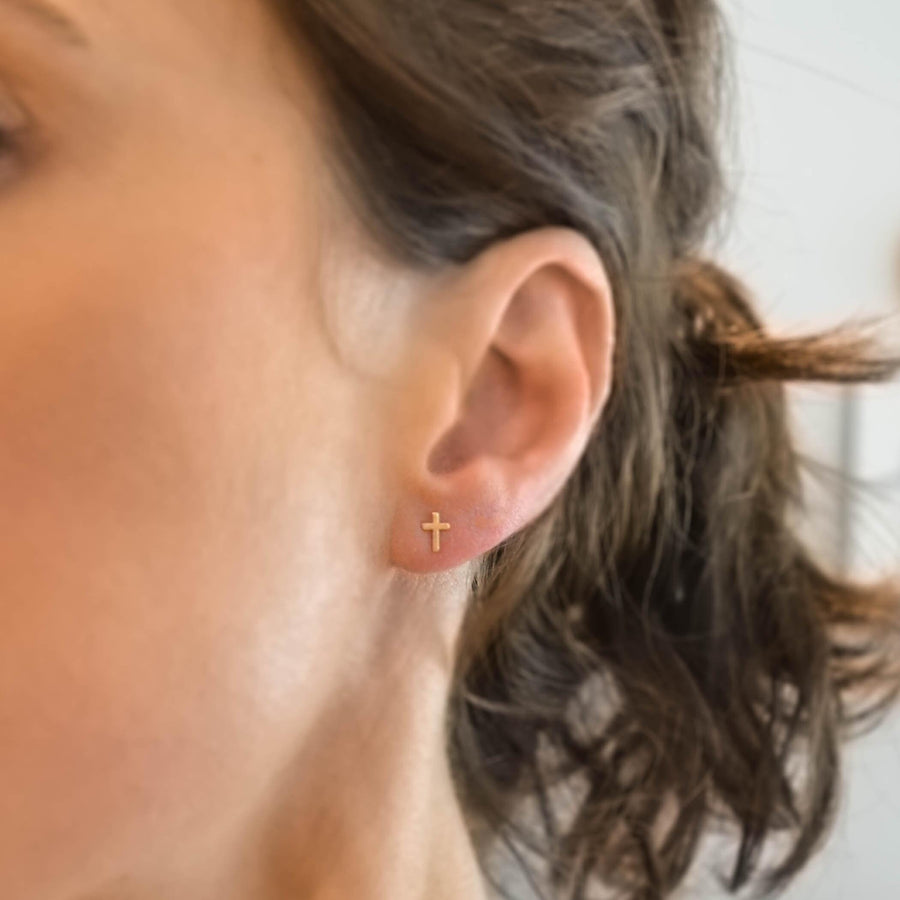 Sterling Silver, Little Cross Stud Earrings