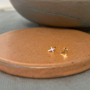 Tiny Cross Stud Earrings, 14k Gold Filled