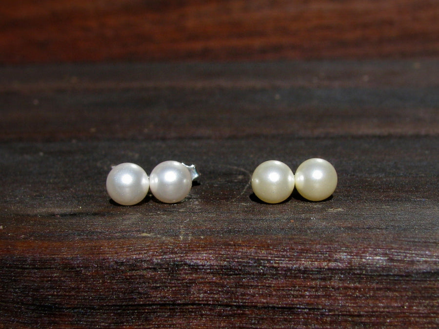 Round Pearl Studs, Sterling Silver Pearl Earrings, Round Pearl Posts, Small Pearl, Tiny Pearl Ear Studs