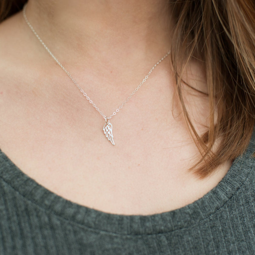 Tiny Angel Wing Necklace, Sterling Silver Angel Wing Necklace Silver, Sympathy Gift Necklace, Infant Loss Jewelry, Miscarriage Necklace