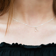 Sterling Silver Tiny Wishbone Necklace. Charm Choker, Delicate Dainty Simple Everyday Jewelry. Good Luck Pendant, Make a Wish Bone