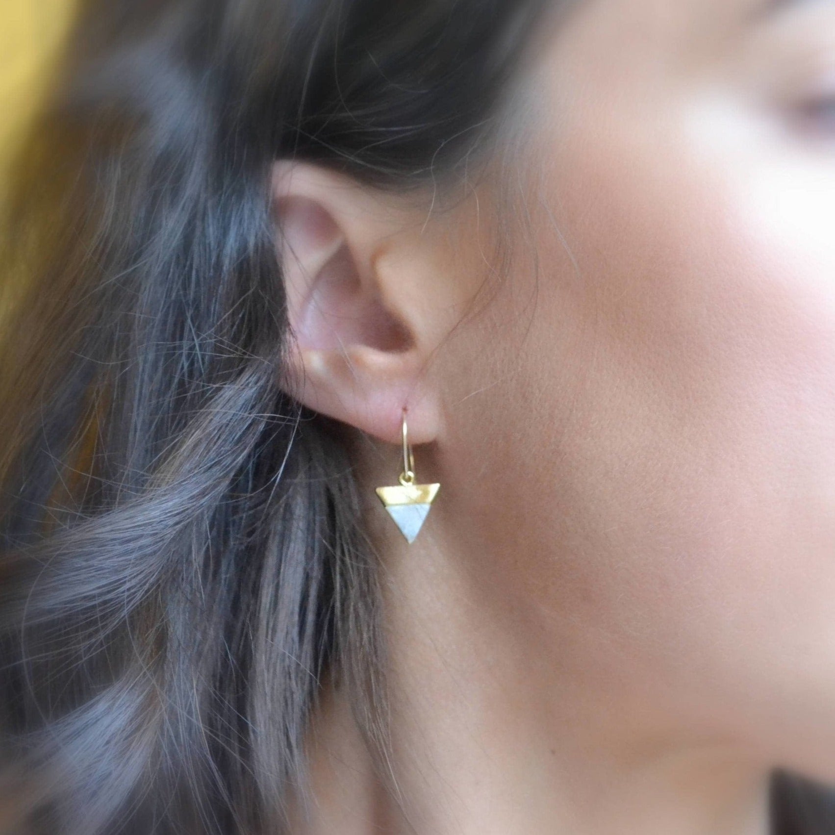 Labradorite Inverted Triangle - Gold Filled - Sela+Sage - Dangle Earrings