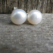 Large Freshwater Pearl Stud Earrings - GF or Sterling Silver - Sela+Sage - Stud/Post Earrings