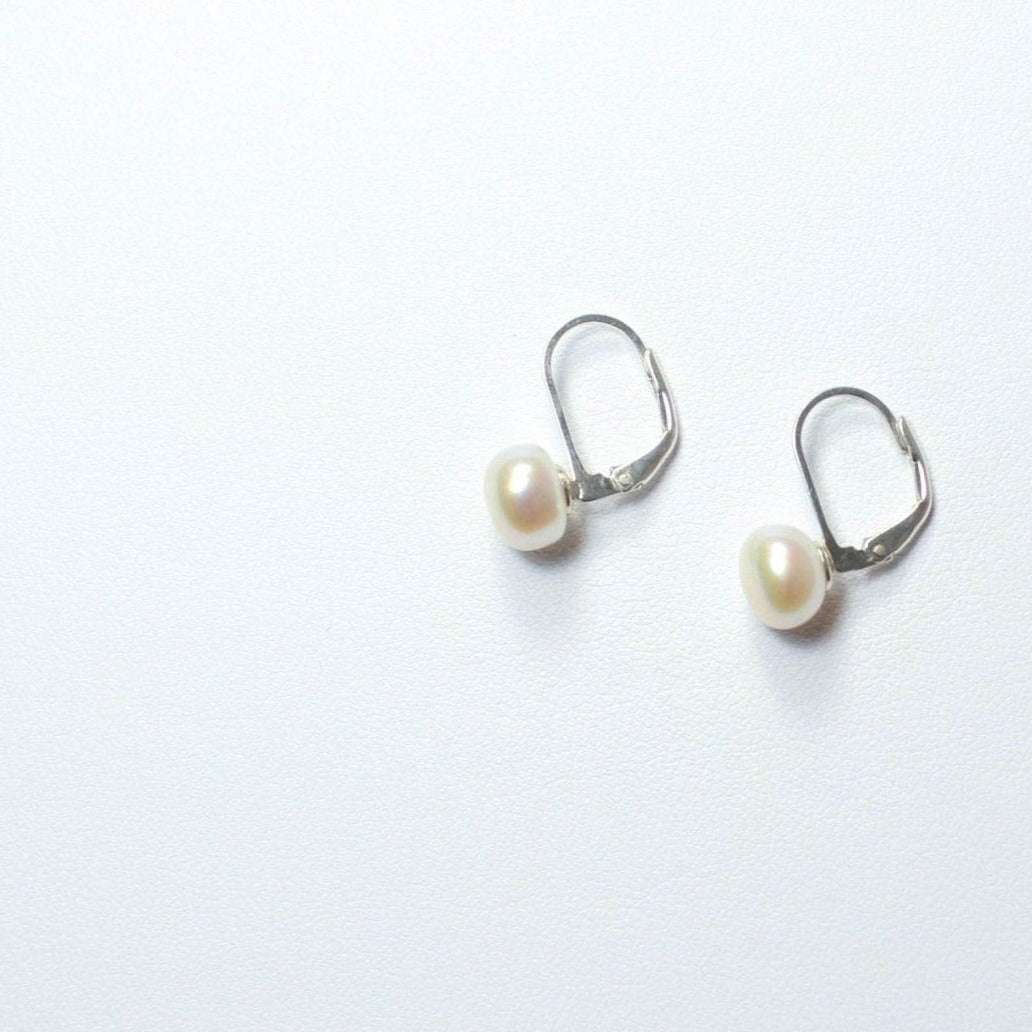Leverback Pearl Drop Earrings - Sterling Silver or Gold Dipped - Sela+Sage - Dangle Earrings