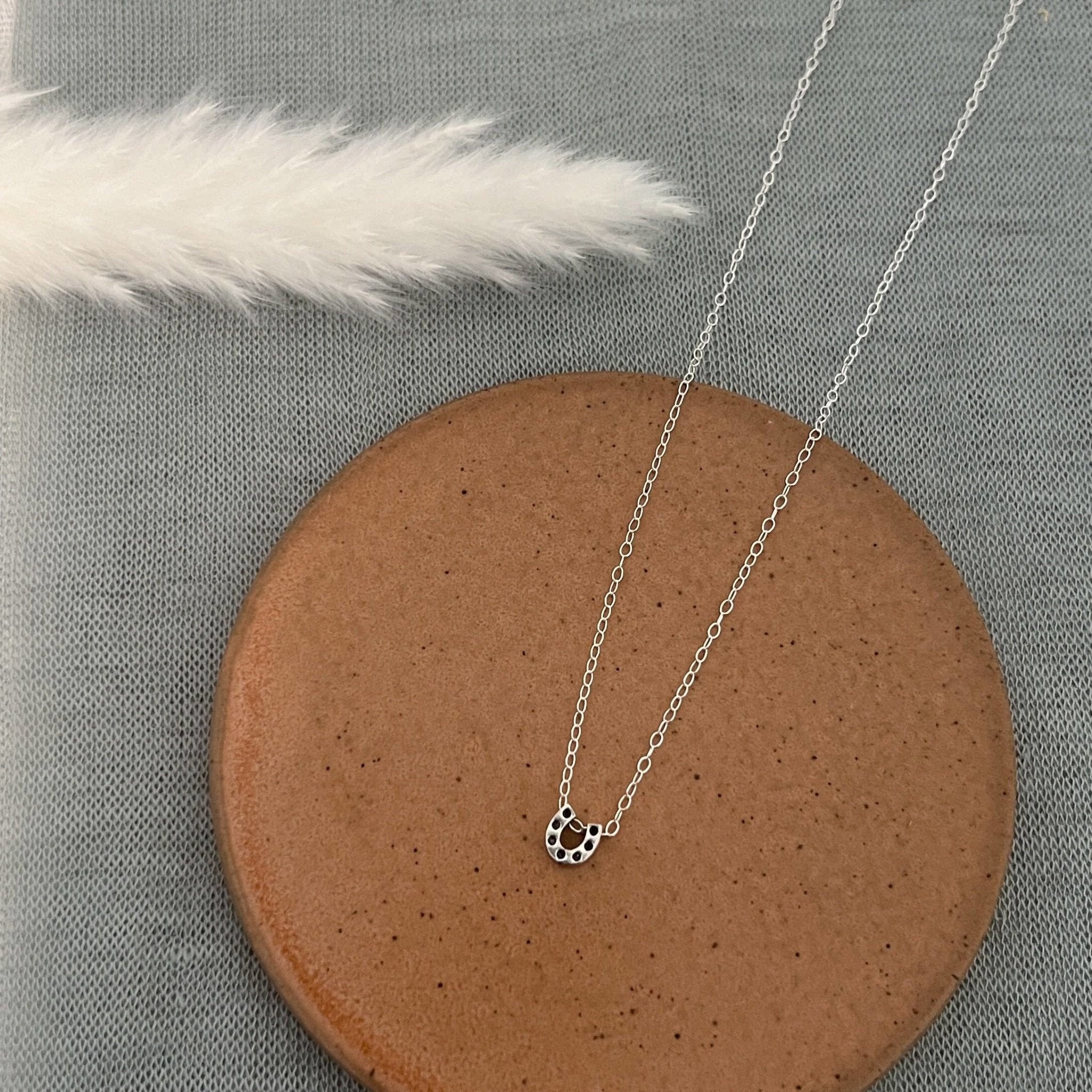 Lucky Horseshoe Necklace, Slide - Sterling Silver - Sela+Sage - Pendant/Charm Necklace