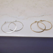 Matte, Thin Everyday Hoop Earring - Sterling Silver or GF - Sela+Sage - Hoop Earrings