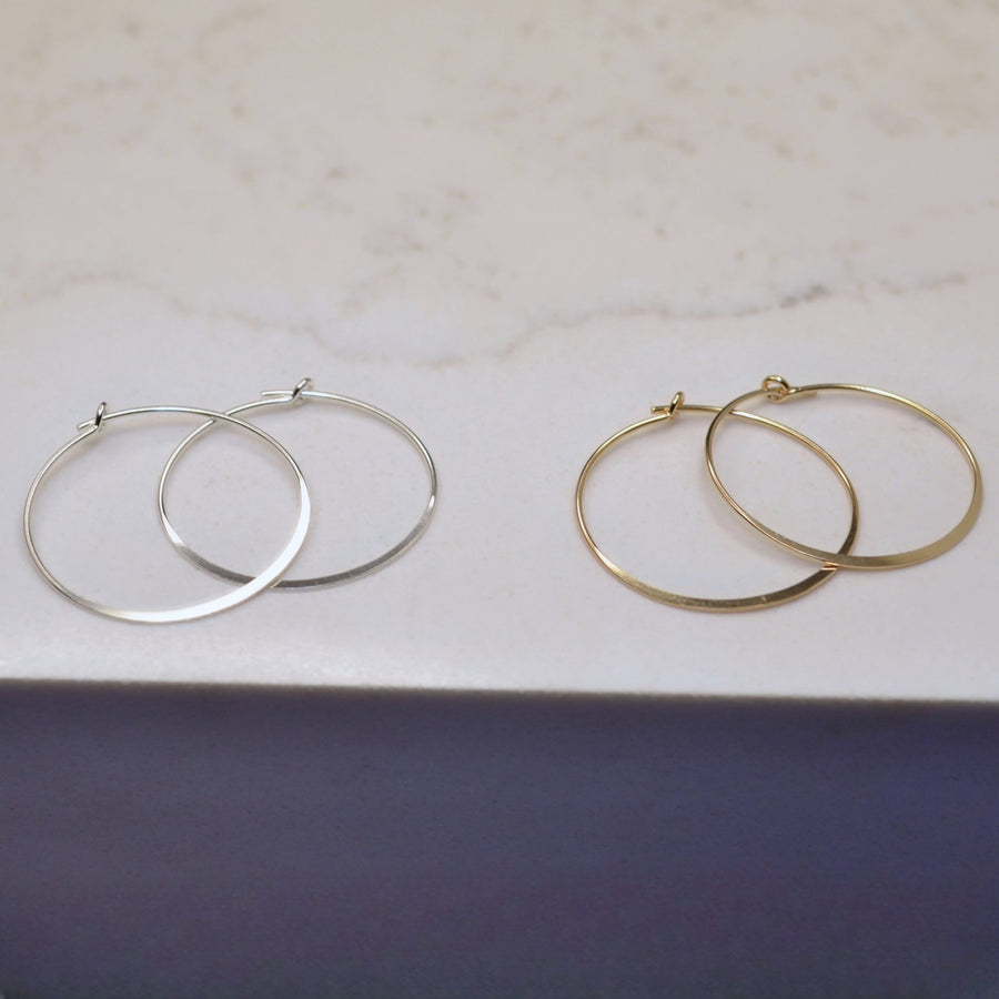 Matte, Thin Everyday Hoop Earring - Sterling Silver or GF - Sela+Sage - Hoop Earrings