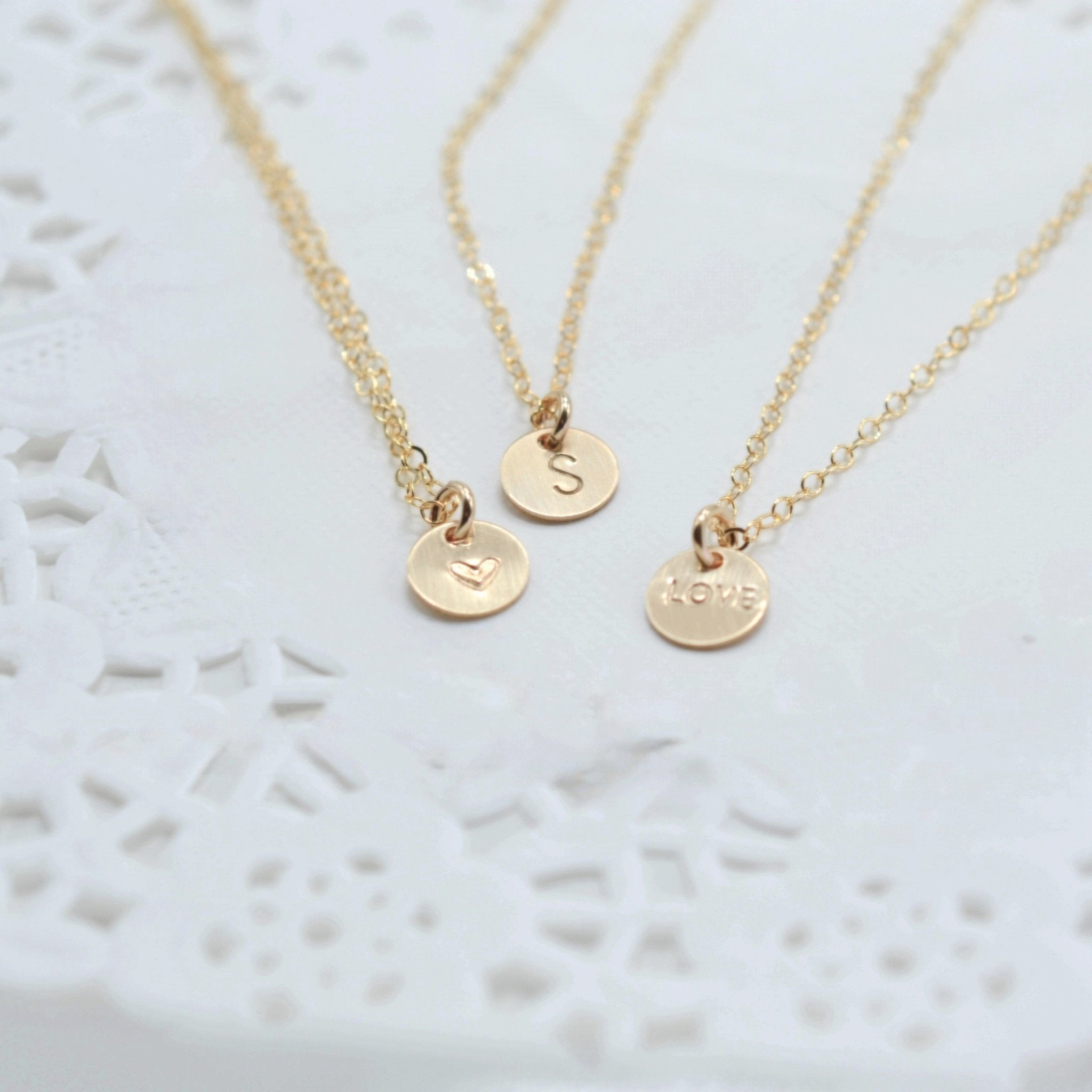 Mini Circle Initial Letter Necklace - Gold Filled or Sterling Silver - Sela+Sage - Pendant/Charm Necklace