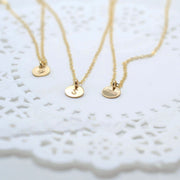 Mini Circle Initial Letter Necklace - Gold Filled or Sterling Silver - Sela+Sage - Pendant/Charm Necklace