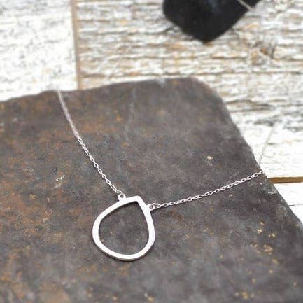 Open Teardrop Pendant Necklace - Sterling Silver - Sela+Sage - Pendant/Charm Necklace