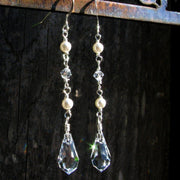 Pearl & Crystal Drop Earrings - Sterling Silver, GF or Rose GF - Sela+Sage - Dangle Earrings