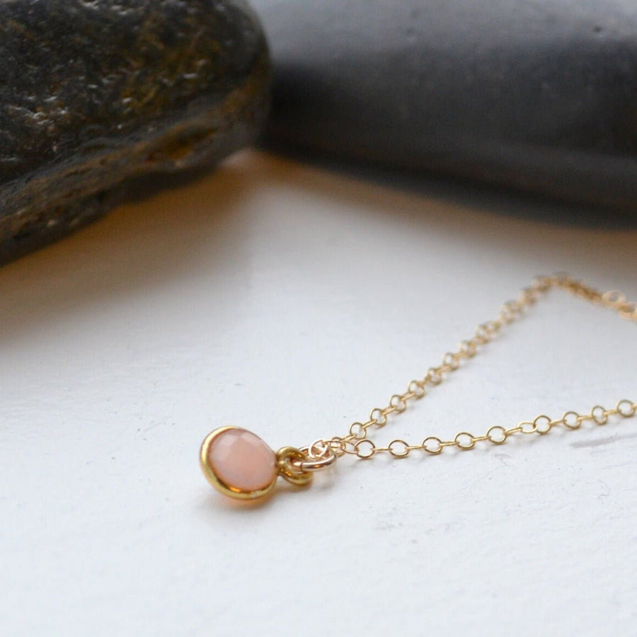 Pink Onyx Dot Necklace - Gold Filled or Sterling Silver - Sela+Sage - Link & Chain Necklace