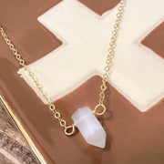 Selenite Crystal Point Necklace - GF or Sterling Silver - Sela+Sage - Pendant/Charm Necklace