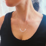 Elegant crystal statement necklace worn with a bridal gown, inspired by the Sex and the City finale, handcrafted in Lake Oswego.