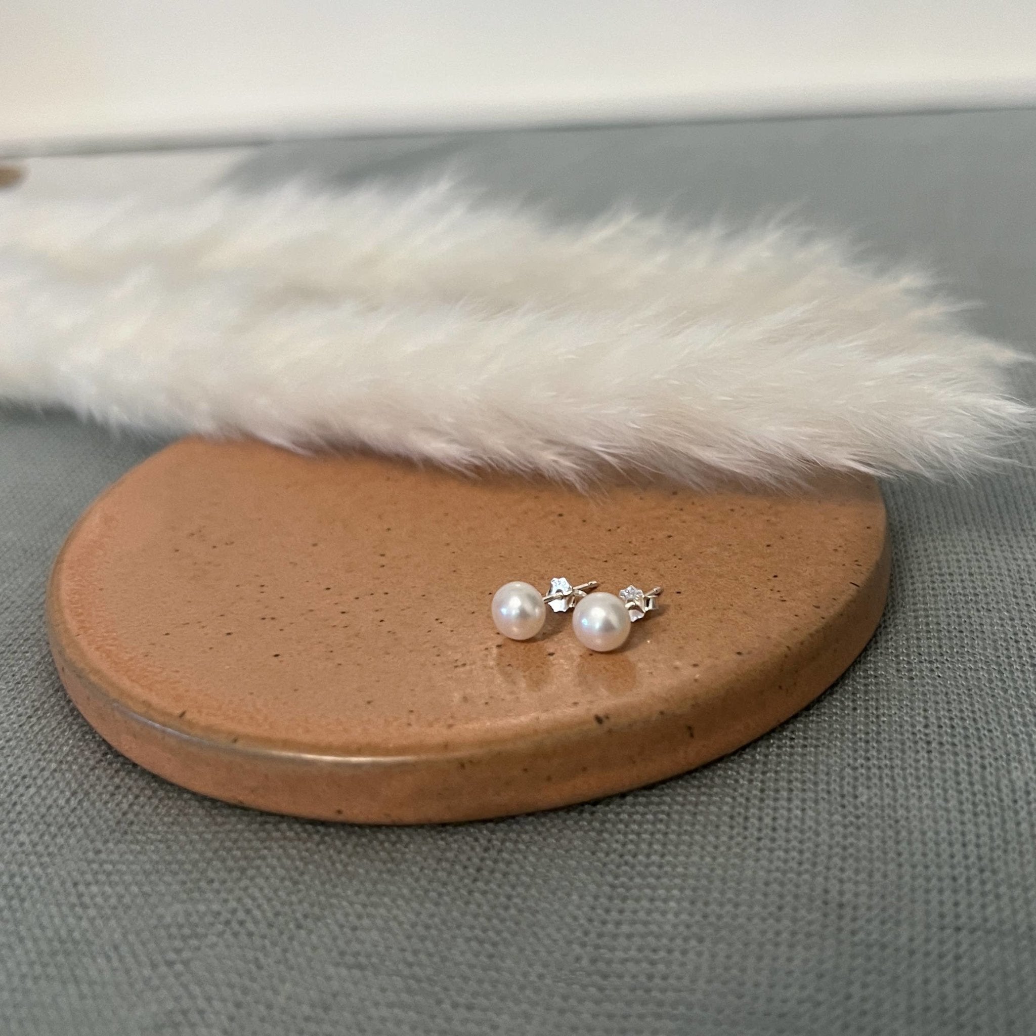 Small Real Pearl Studs, Freshwater Pearls - Sterling Silver - Sela+Sage - Stud/Post Earrings
