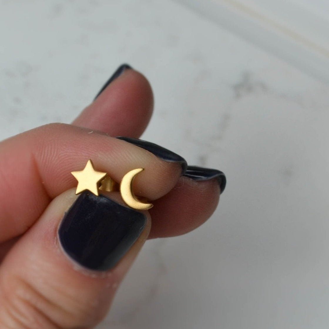 Star & Moon Studs, Celestial Set - Gold or Rose Gold Vermeil - Sela+Sage - Stud/Post Earrings