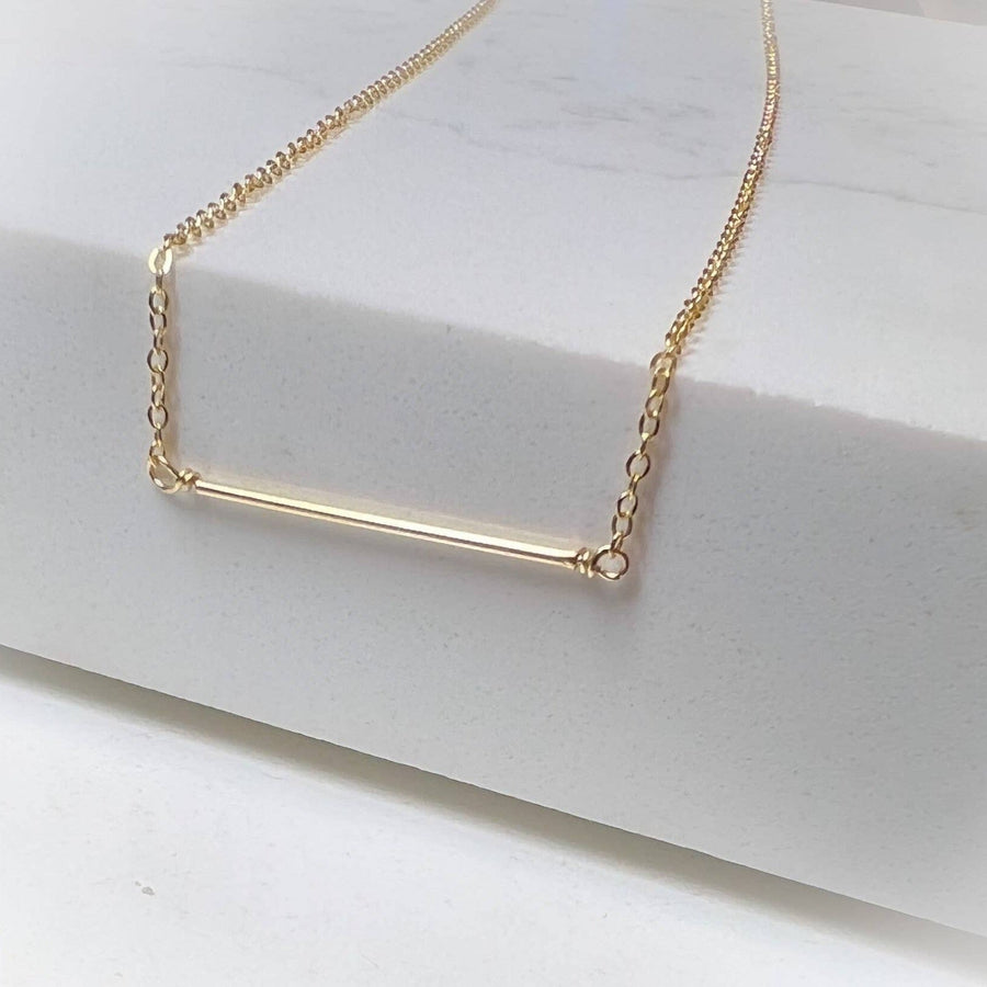 Thin Straight Bar Necklace- Gold Filled or Sterling Silver - Sela+Sage - Link & Chain Necklace