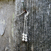 Three Pearl Drop Earrings, Long Pearl Dangle - GF or Sterling Silver - Sela+Sage - Dangle Earrings