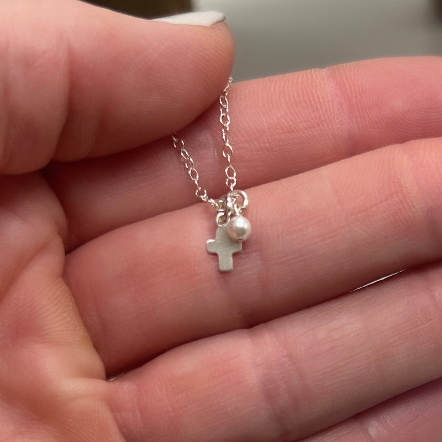 Tiny Cross Charm Necklace - Sela+Sage - Pendant/Charm Necklace