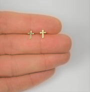 Tiny Cross Studs - 14k Gold, GF or Sterling Silver - Sela+Sage - Stud/Post Earrings