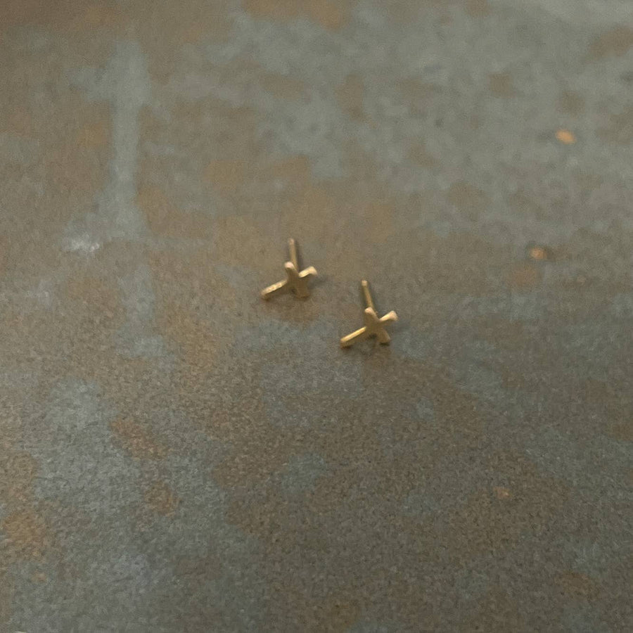 Tiny Cross Studs - 14k Gold, GF or Sterling Silver - Sela+Sage - Stud/Post Earrings