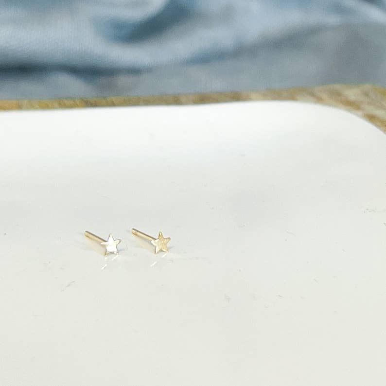 Tiny Star Studs (3mm) - Gold Filled or Solid 14k Gold - Sela+Sage - Stud/Post Earrings