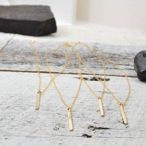 Vertical Bar Necklace - Gold Filled - Sela+Sage - Pendant/Charm Necklace