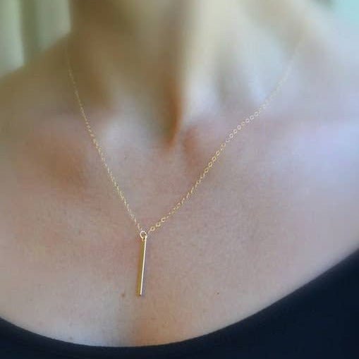Vertical Bar Necklace - Gold Filled - Sela+Sage - Pendant/Charm Necklace