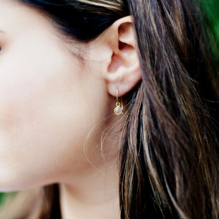 Tiny Pink Onyx Dot Earrings - Gold Filled or Sterling Silver